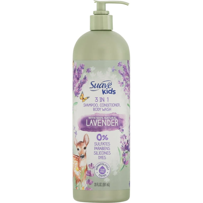 Suave Kids Lavender 3in1 Shampoo Conditioner Body Wash, 16.5 fl oz
