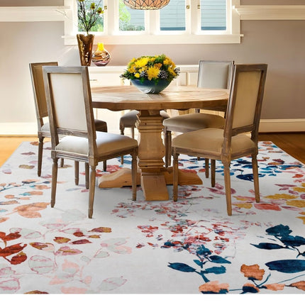 Phyllis Modern Area Rug 5’x7’ Washable Accent Floral Rug - Open Box, Little Dirt On Side