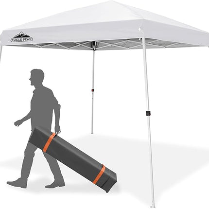 EAGLE PEAK 10x10 Slant Leg Pop-Up Canopy Tent with Wheeled Carry Bag - White (New)