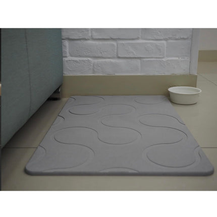 Stone Bath Mat, Non-Slip Diatomaceous Earth Shower Mat, Fast Drying, Ripple Light Grey - Open Box New