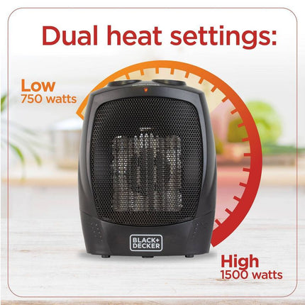 Black+Decker Portable Ceramic Space Heater  Dual Heat Settings| Slightly Used