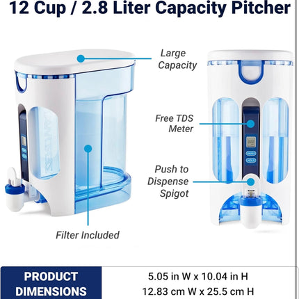 ZeroWater 12-Cup Ready-Read 5-Stage Water Filter Pitcher - Open Box