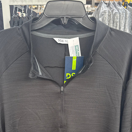 DSG Men's Movement 1/4 Zip Long Sleeve Shirt, Pure Black - Size XL