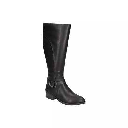 Easy Street Women's Luella Plus Wide Calf Stacked Heel Riding Boots - Black, Size 7.5 (Open Box)