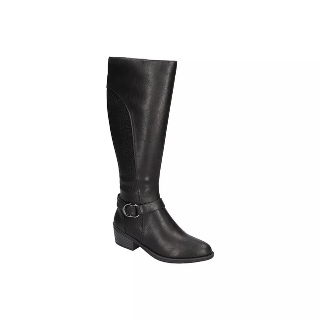 Easy Street Women's Luella Plus Wide Calf Stacked Heel Riding Boots - Black, Size 7.5 (Open Box)