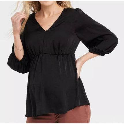 Elbow Sleeve Woven Back Cut Out Maternity and Beyond Shirt - Isabel Maternity™, New, Size XS