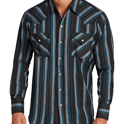 Ely Cattleman Western Shirt Black Striped Size XL New


