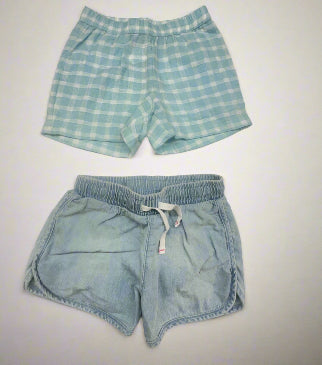 Baby Girls’ 2-Pack Cat & Jack Shorts Size 4T in Light Blue Plaid and Denim Style