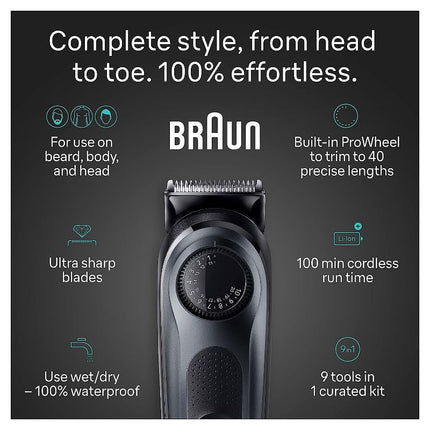 Braun All-In-One Style Kit Series 5 AIO5490 Rechargeable 9-in-1 Body, Beard & Hair Trimmer - New