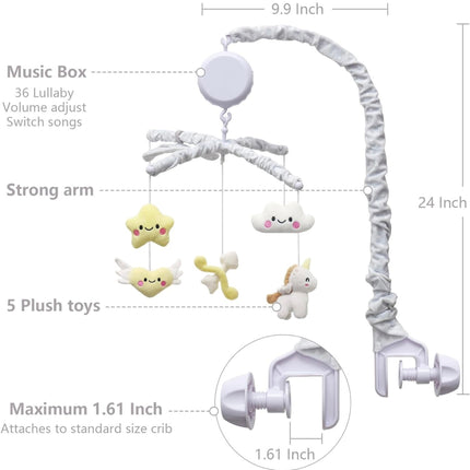 SHIDEER Baby Mobile for Crib - Cute Heart Theme, Grey - Open Box