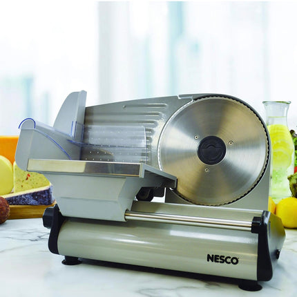 NESCO FS-200 Food Slicer - Gray Aluminum with 7.5-Inch Stainless Steel Blade - New