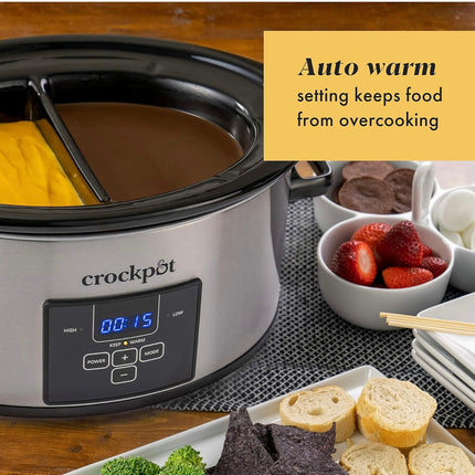 Crock-Pot Choose-a-Crock 6 Quart and Split 2.5 Quart Slow Cooker,  Stainless Steel, New Open Box