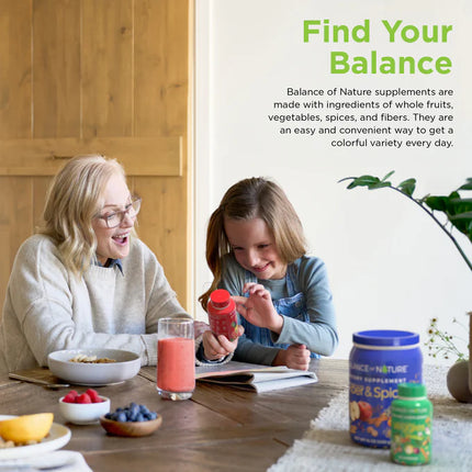 Balance of Nature Fruits & Veggies Supplements - Whole Fruit and Vegetable Ingredients - 90 Fruits Capsules, 90 Veggies Capsules.