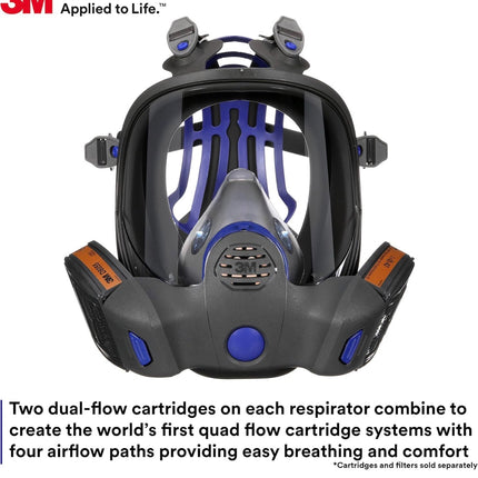 3M Secure Click Full Face Reusable Respirator with Large Lens, Speaking Diaphragm and Push Button Seal Check, FF-802, Painting, Sanding, Chemical Clean-up, Sawing, Medium