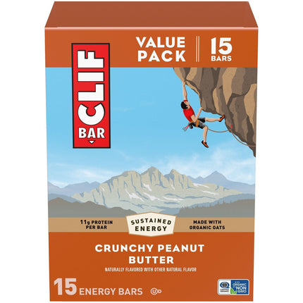CLIF BAR Protein Energy Bars, Crunchy Peanut Butter, 15ct