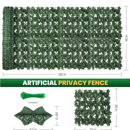 KASZOO Artificial Ivy Privacy Fence Screen, 120x40in - Green, Open Box