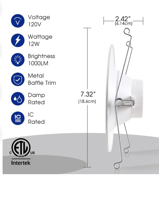 ENERGETIC 5/6 Inch LED Recessed Lighting, 12 Pack, 1000LM, 5000K Daylight Downlight, New Open Box