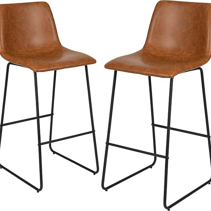 Flash Furniture Reagan 24" LeatherSoft Barstools Set of 2 Light Brown Open Box
