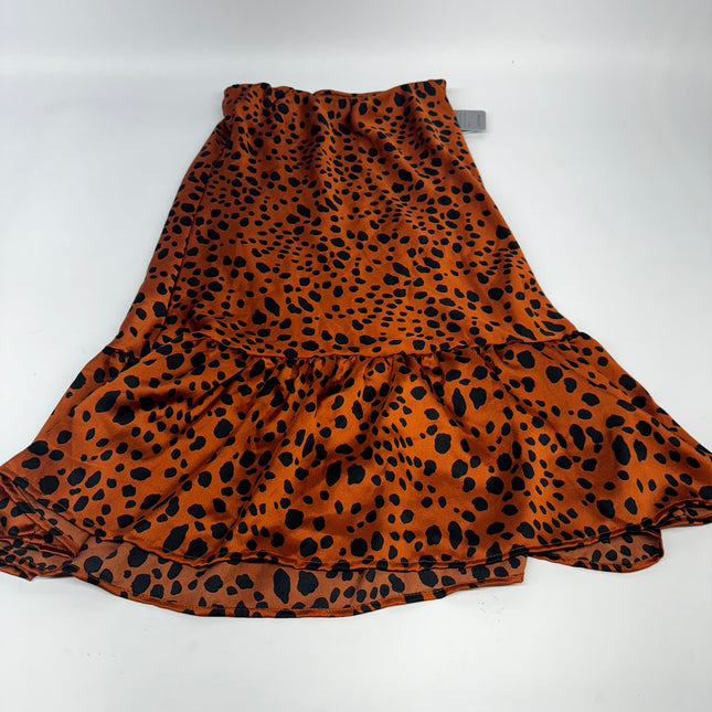 Forgotten Grace Animal Print Rust Black Flounced Pull-On Skirt, Women's Size XS - New