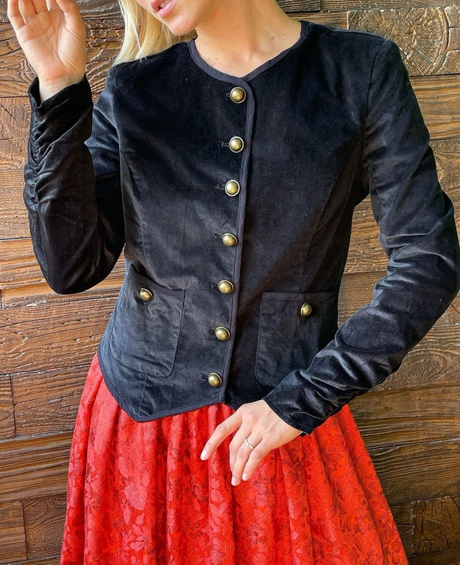 Free People Becky Velvet Military Jacket Black Size M New Without Tags