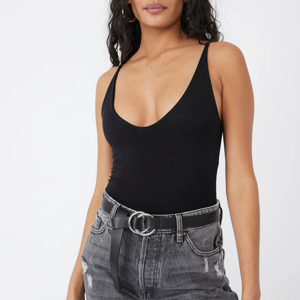 Free People Seamless V-Neck Cami Black Size XS/S New