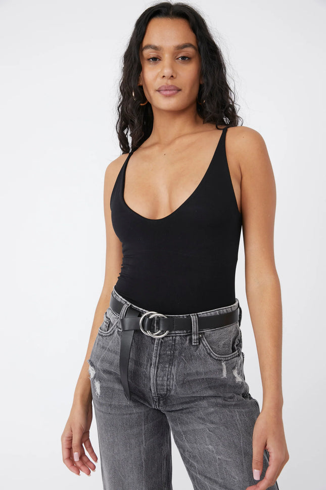 Free People Seamless V-Neck Cami Black Size XS/S New