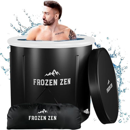 Frozen Zen Ice Bath Tub for Athletes with Lid, XL 105 Gallons Portable Ice Bath, Outdoor Cold Plunge Tub, Large Inflatable Ice Bath, Cold Water Therapy Training (1, white/black)
