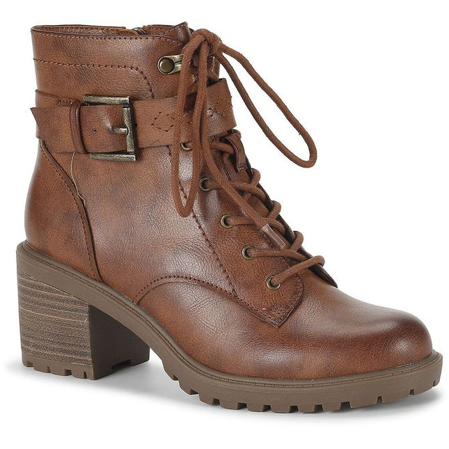 Frye & Co. Women's Axel Stacked Heel Lace-Up Boots - Brown, Size 9 Medium (Open Box)

