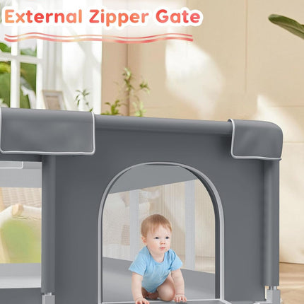 Baby Playpen - Open Box, Safe & Sturdy Play Yard for Babies and Toddlers, Indoor & Outdoor, 73 x 49 Inch