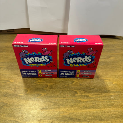 Nerds Candy Drink Mix - 2 Pack - Variety Pack 30 Sticks Each - Zero Sugar - Exp. 09/2025