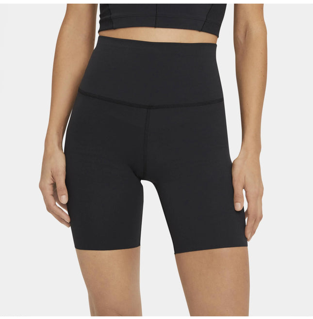 Nike Women’s Yoga Luxe 7” Shorts in black, perfect for yoga and everyday use.