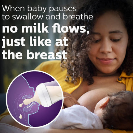 Philips AVENT Natural Baby Bottle with Natural Response Nipple, Clear, 4oz, 4-Pack - Open Box