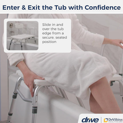 Drive Medical Splash Defense Tub Transfer Bench for Bathtub, White - Open Box, Minor Scuffs, Instructions Not Included