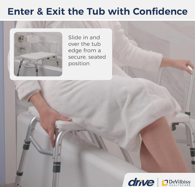 Drive Medical Splash Defense Tub Transfer Bench for Bathtub, White - Open Box, Minor Scuffs, Instructions Not Included