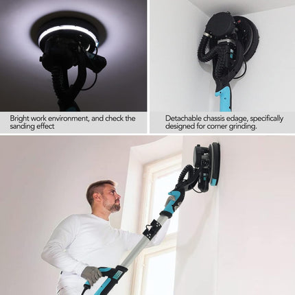 AYA-TECH Drywall Sander with Vacuum, 750W, 6.5A, 7 Variable Speed, 26FT Power Cable, 14 Pcs Sanding Discs - Open Box