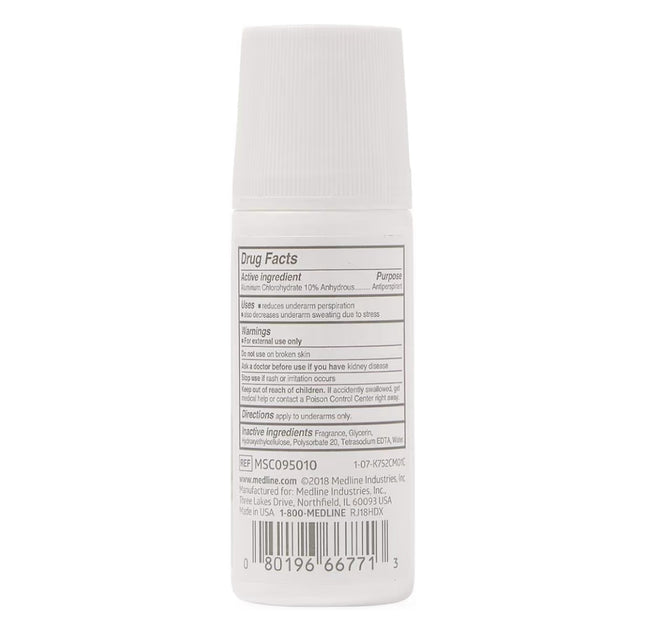Medline MedSpa Roll-On Antiperspirant Deodorant, 1.5 oz, Long-Lasting Freshness, 1 Count
