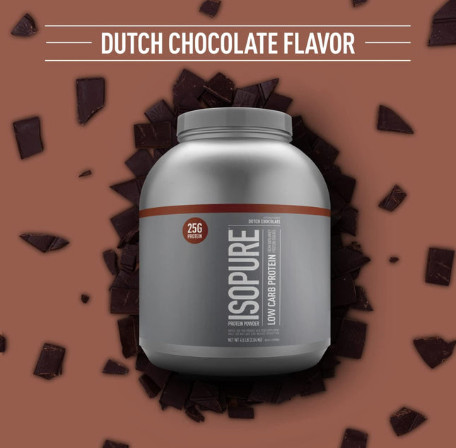 Isopure Low Carb Protein Powder Dutch Chocolate 4.5lb, Exp. 01-16-2026