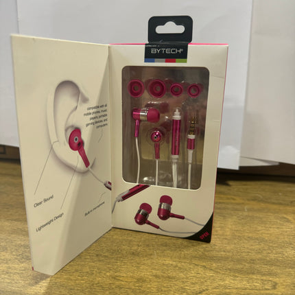 Bytech Universal Stereo Earbuds with Microphone - Pink - Affordable and Functional - 3.5 mm Connector