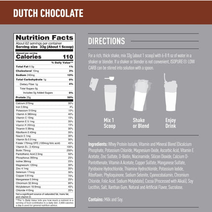 Isopure Low Carb Protein Powder Dutch Chocolate 4.5lb, Exp. 01-16-2026