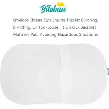 Biloban Bassinet Mattress Cover Compatible with Halo Bassinest Swivel Sleeper, 2 Pack, Microfiber, Waterproof and Soft, White - Open Box