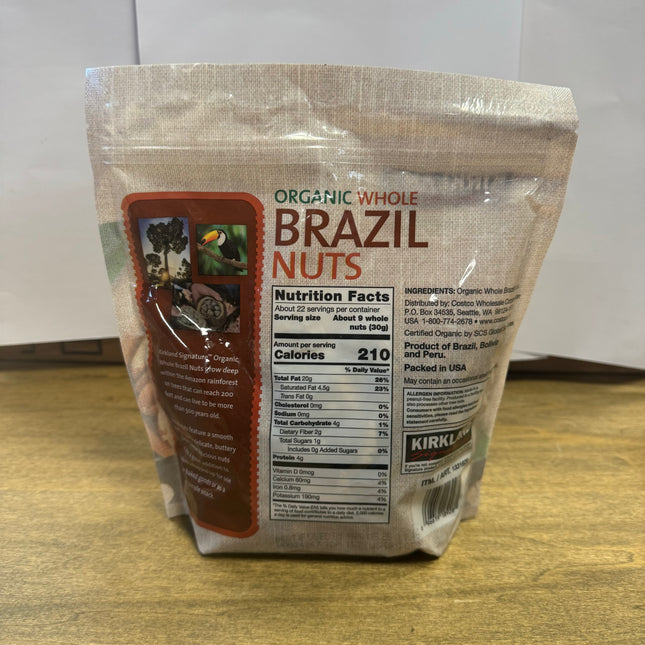 Kirkland Signature Organic Whole Brazil Nuts - 680g (1.5 lbs) - USDA Organic, Exp. 05/05/2025