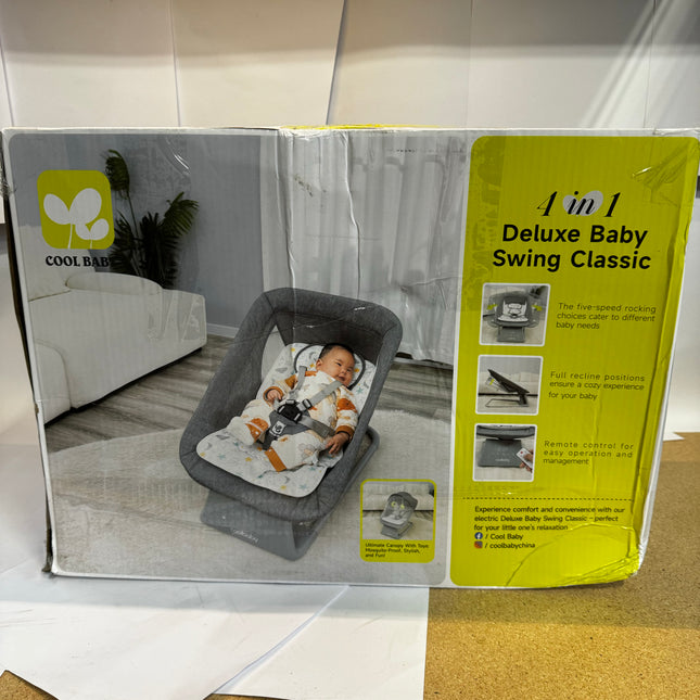 Cool Baby 4-in-1 Deluxe Baby Swing Classic with Bluetooth and Remote Control - Open Box