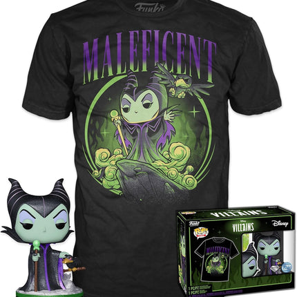 Funko POP! & Tee: Disney Villains – Maleficent Diamond Glitter Vinyl Figure + T-Shirt Size M – New