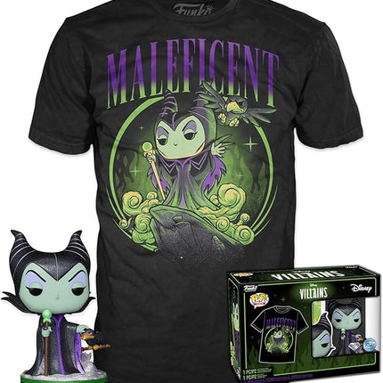 Funko POP! & Tee: Villains - Maleficent - Diamond Glitter Disney - T-Shirt with Collectible Vinyl Figure New Size (S,M)