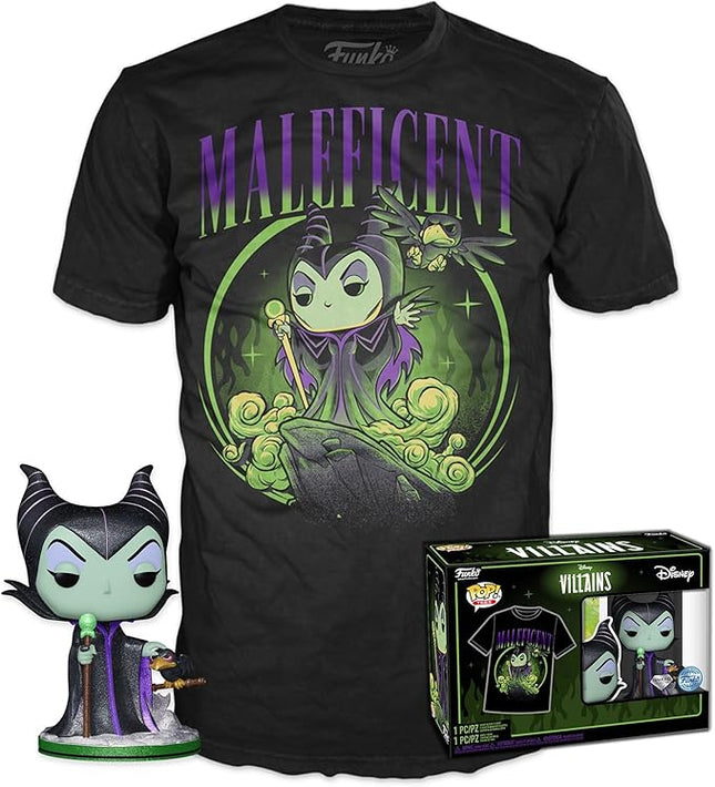 Funko POP! & Tee: Villains - Maleficent - Diamond Glitter Disney - T-Shirt with Collectible Vinyl Figure New Size (S,M)