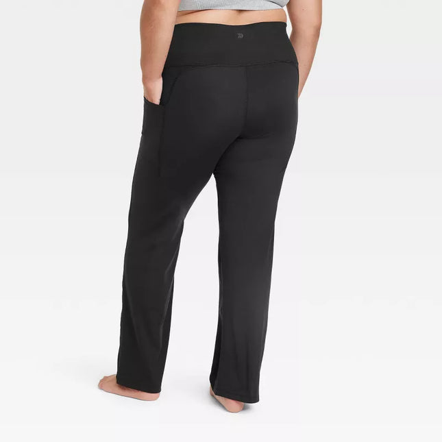 Women's Brushed Sculpt Pocket Straight Leg Pants - All In Motion™, New - Black, Size 2XL, 3XL