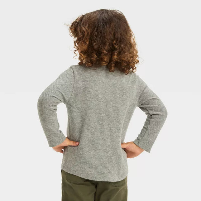 Boys' Long Sleeve Textured Raglan T-Shirt - Cat & Jack™, New, Charcoal Gray, Size- 6,8