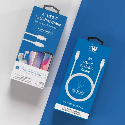 Just Wireless USB-C to USB-C PVC Cable - White - Open Box