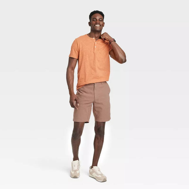 Men's 9" Slim Fit Flat Front Chino Shorts - Goodfellow & Co™, Brown, New- 34