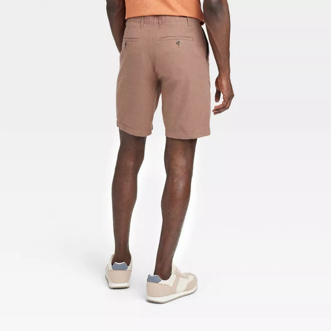 Men's 9" Slim Fit Flat Front Chino Shorts - Goodfellow & Co™, Brown, New- 34